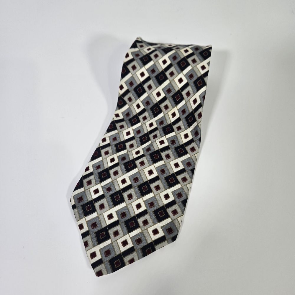 FROG Italian Silk Neck Tie Grey White &‎ Black Abstract